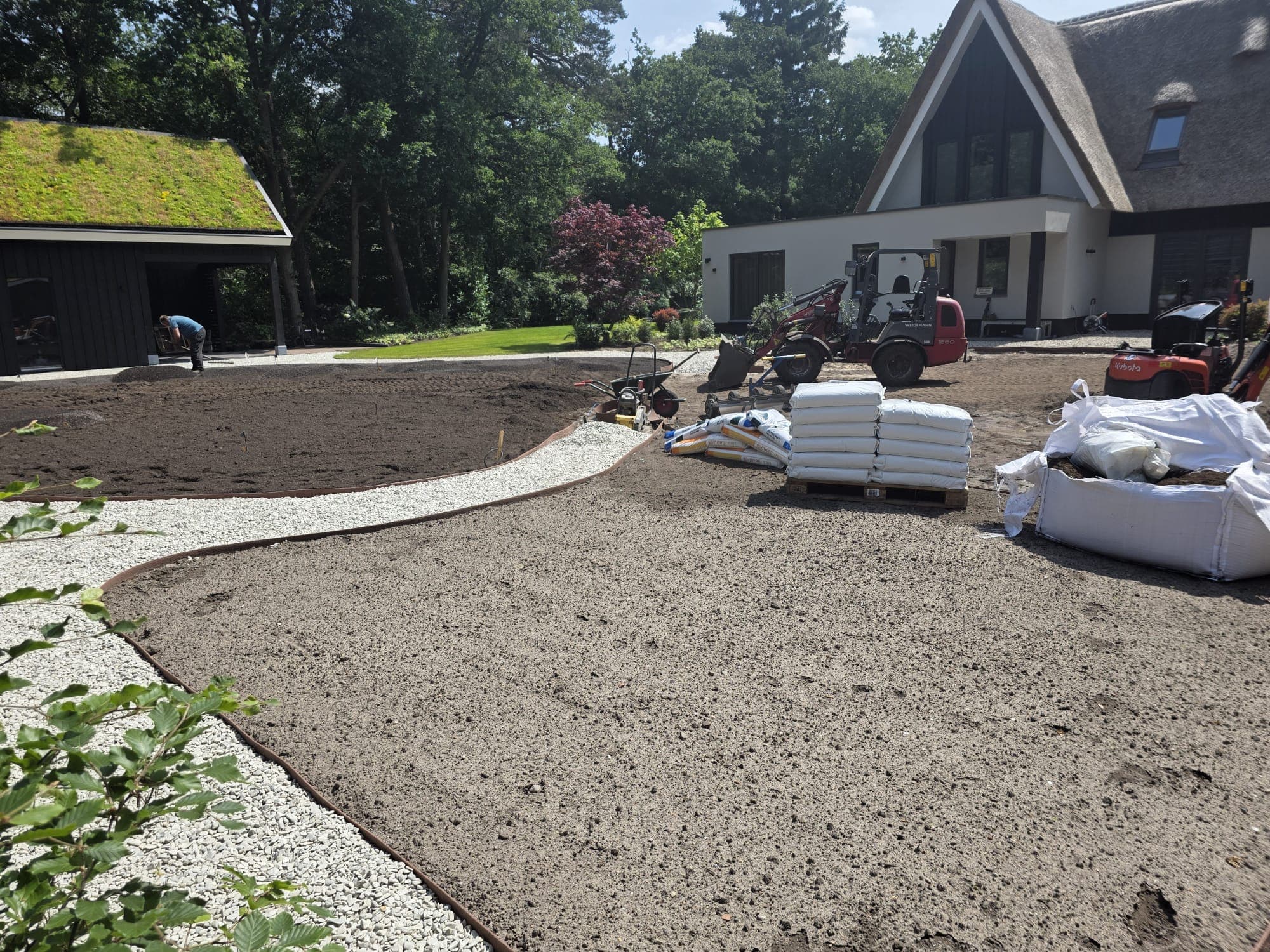 Tuinaanleg werkzaamheden in uitvoering